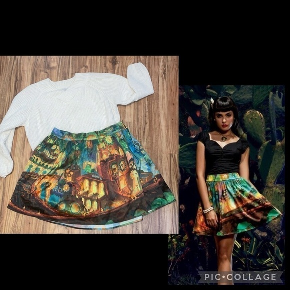 Hot topic womens skirt XL 16 18 mini Book of life satin character movie goth - Picture 1 of 7
